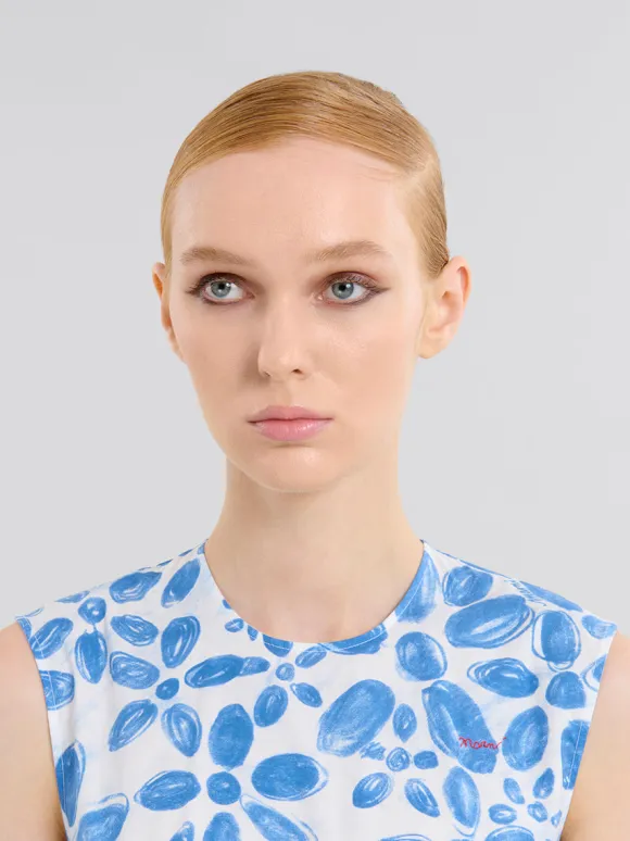 White Poplin Dress in Blooming Print