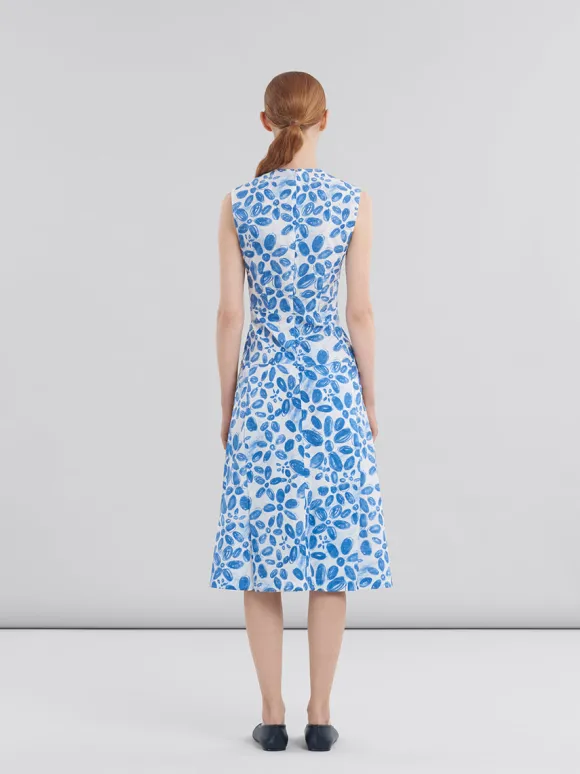 White Poplin Dress in Blooming Print