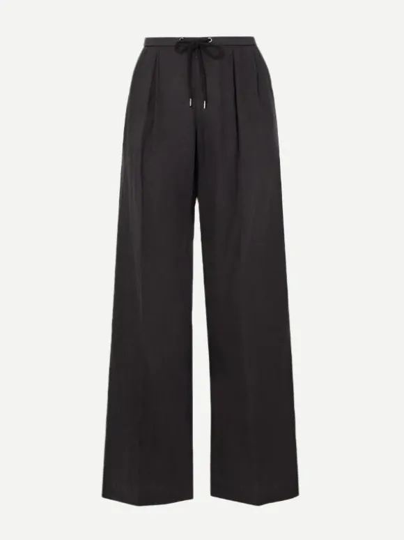 Wide Leg Linen Pant in Black