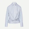 Wrap Front Blouse in Chamomile/Oxford Blue